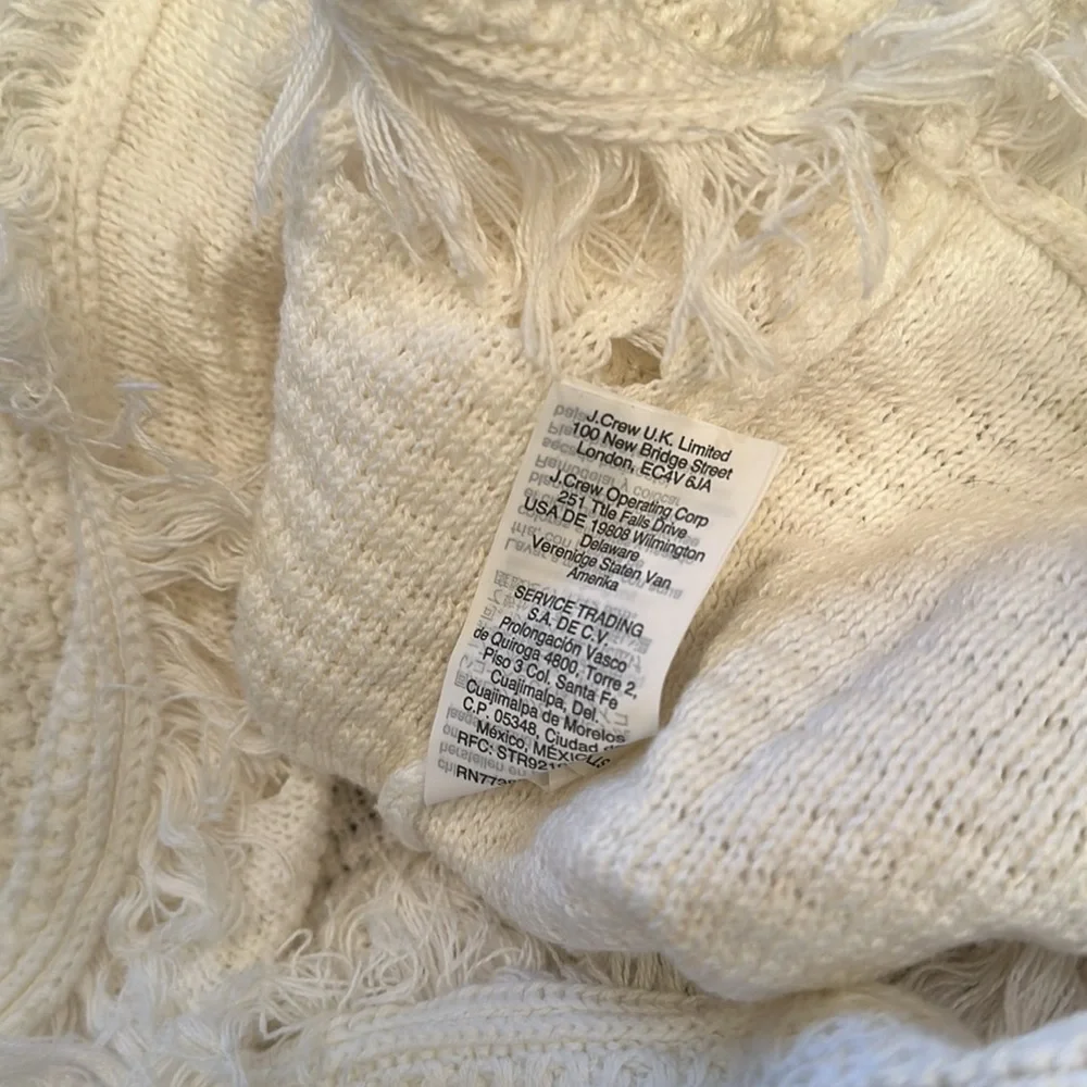 J Crew M Mercantile White Cut Out Sweater w/ Fringe In Excellent Condition! EUC - Picture 10 of 11